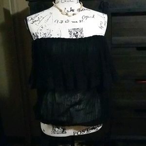 Sheer black strapless top